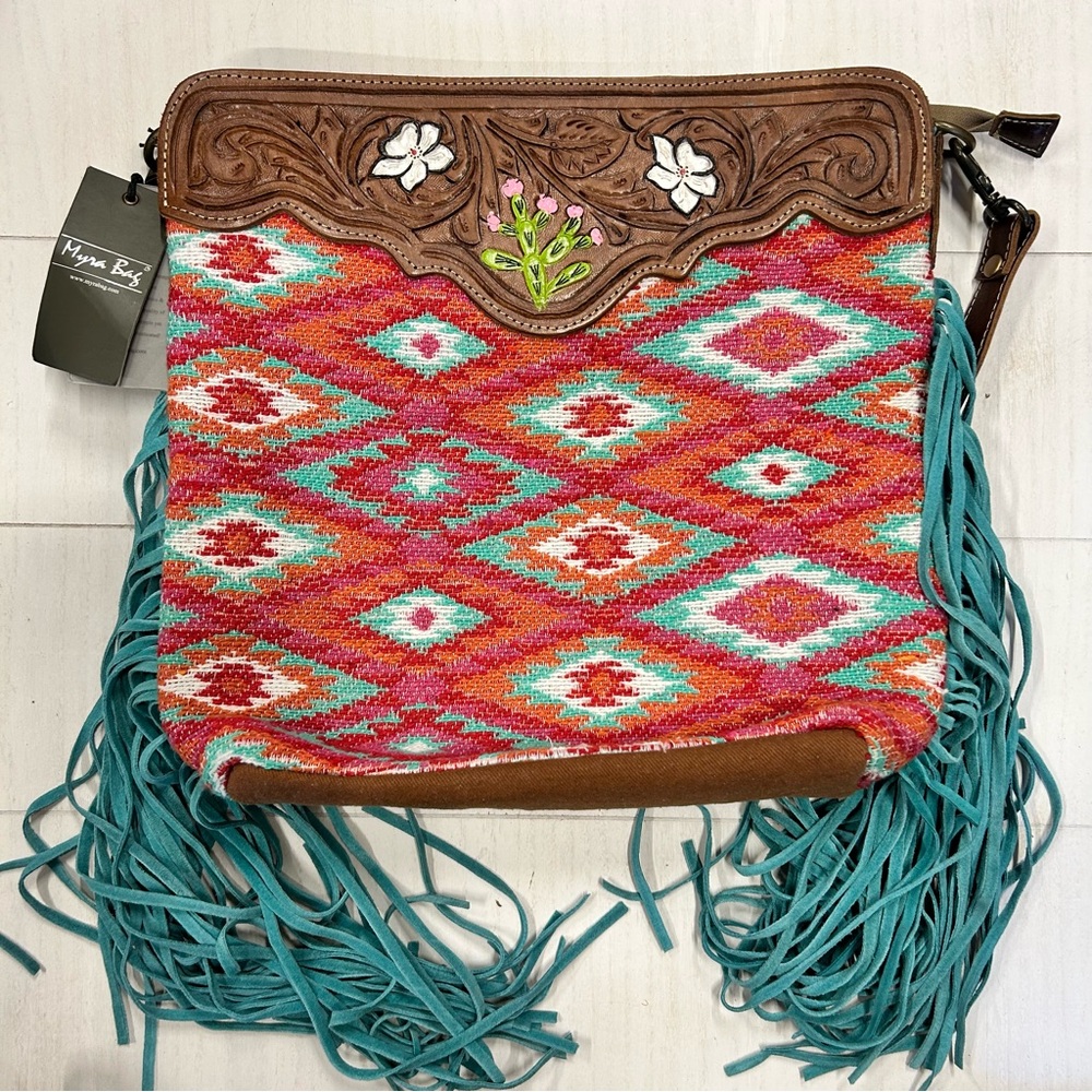 NWT MYRA BAG-‎ PANTONE PINK HAND TOOLED BAG S-4694 Western